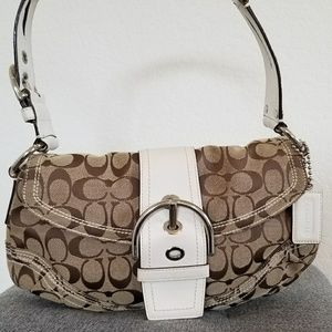 Coach purse one leather strap in white
